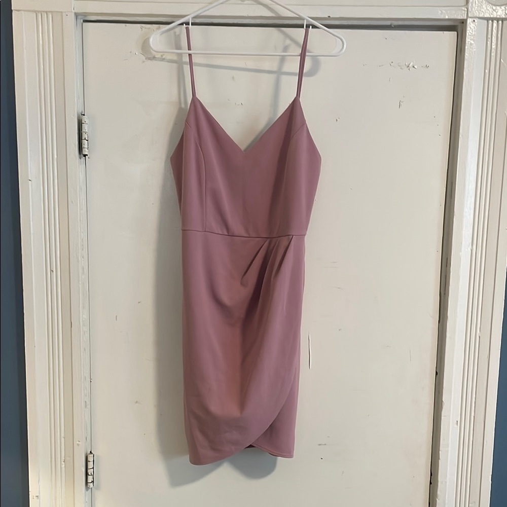 Lulu's Pink Ruched Wrap Sheath Dress